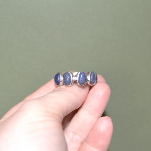 Sterling Silver ring with a Continuous Raw Lapis Band (size10)