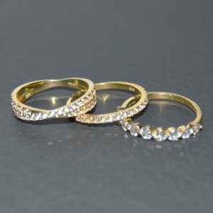 Yellow Gold plated over sterling silver with Cubic Zarconia Size 8 1/2