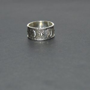 Mexican Silver Moon and Stars Ring (Size 7.5)