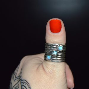 Layered Blue Opal Sterling Ring (Size 7.75)