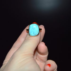 Blue Turquoise Ring, 14k Gold-Plated over Sterling (Size 7.25)