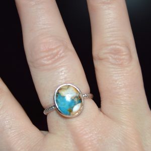 Spiny Turquoise Sterling Ring (Size 8.5)
