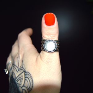 Multi-Layered White Quartz Geode Ring (Size 7.5)
